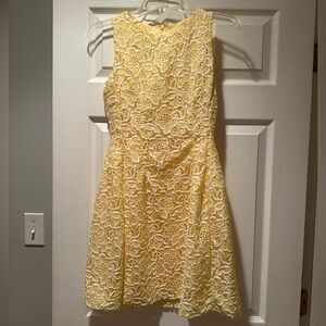 New York & Company Yellow Floral Lace Mini Dress
